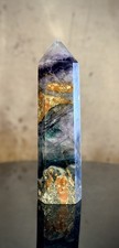 Purple & Green Fluorite Root Tower — UV Reactive, Natural Matrix Base picture