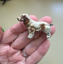 RARE Antique HUBLEY Cast Iron MINIATURE Dollhouse 1.5 Inch Cocker Spaniel Dog picture