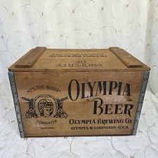 Vtg Olympia Beer Wood Crate Box Lid Checkerboard Gideon Anderson Missouri 18