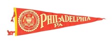 Vintage Philadelphia Pennant Felt Ties City Seal Souvenir 26 Inch picture