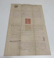 Antique 1870 Warranty Deed With Dower ONE DOLLAR Ohio Bipell + Post Stamps 25c picture
