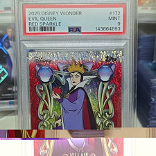 2025 Topps Disney Wonder Evil Queen Red Sparkle #172 4/5 PSA 9 Cert 143864893 picture