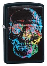 Zippo 28042, Artistic Colorful Skull Design, Black Matte Finish Lighter picture