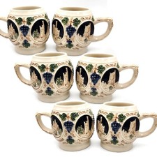Vtg Gerz Castles on the Rhine Mugs Steins Set of 6 Gerzit Wine Beer West Germany picture