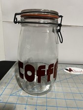 Vintage 1970s Glass Kitchen COFFEE Canister by Triomphe France 1.5L picture