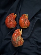 Antique Royal Bayreuth Bavaria Lobster Condiment Pots Set of 3 w/ Lids Spoons picture