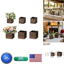 NUPTIO Small Wooden Box Centerpiece Brown Square 4