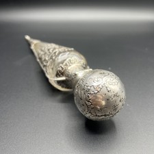 Antique Dutch Laydown Perfume bottle w Scenic Sterling Silver Overlay, c. 1890 picture