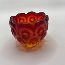 Vtg L.E. Smith Moon-N-Stars Amberina Ruby Red Cadmium Glow W/UV Salt Cellar #209 picture