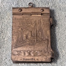 Antique Hamburg American Line Metal Writing Pad Deutschland Souvenir picture
