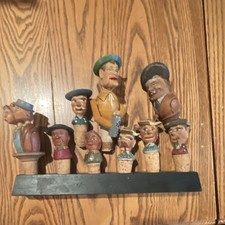 Vintage Folk Wine Corks -  Lot Of 9 With Display - ANRI picture