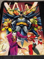Spawn Batman TMNT Joker Harley Quinn 11x17 w/COA Signed Art Print Eddie Nunez picture