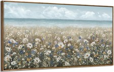 amatop Large Wall Art Framed Canvas Print Boho Beach Coastal Floral 48x24 picture