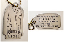 VTG Figural Charge Coin BENTLEY'S CREDIT DEP'T STORE Milwaukee WI; Jacket Shape picture