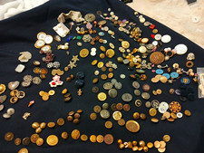 Vintage Button Lot HIGH END-Military-Victorian-Mother Pearl-Bakelite-Rhinestones picture