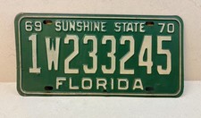 Vintage 1969-70 Florida License Plate Dade County 1W233245 Sunshine State picture