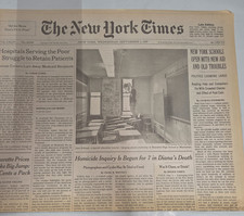 NY Times Newspaper Sept 3 1997 Princess Diana Death Inquiry Front Page picture