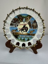 Vintage Wonderful Wyoming Souvenir Plate Reticulated Lace Edge Gold Trim picture