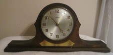 Antique 1920's GILBERT Mahogany Deco Tambour Humpback Mantel Shelf Clock no work picture