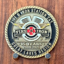 Fire & Iron Station 247 Great Lakes Region 15 Years Challenge Coin  W#25 picture