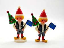 Vtg Swedish Karen Kjaersgaard Young Boys Christmas Figures Flag & Christmas Tree picture