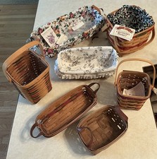 Nice Size Lot 7 Longaberger Baskets 1993-1995-2001 Most Never Used With Liners picture