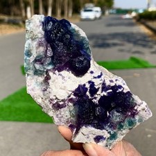271G Natural Blueberry Fluorite Quartz Cluster Crystal Mineral specimen Healing picture