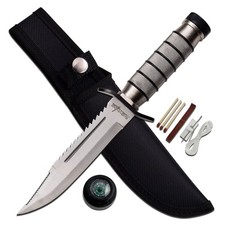 Survivor Fixed Blade Knife w/Compass & Survival Kit-Aluminum Handle+Nylon Sheath picture