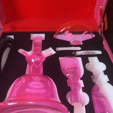 Pink Crystal Glass Al Fakher ALL GLASS HOOKAH W/  LEATHER Locking CASE NEW picture