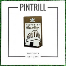⚡RARE⚡ PINTRILL x Adidas Pin Fulton Steet Brooklyn New York Pin *BRAND NEW* 🌉 picture