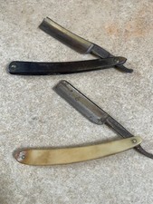 two antique straight razors. W. Greaves and sons, dubl duck picture