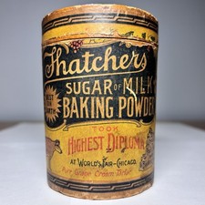 Antique 1890s Thatcher’s Sugar of Milk Baking Powder Container Hervey Thatcher picture