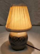 1995 Rowe Pottery Works Blue Heart 9 Inches Tall Small Lamp Salt Glazed picture
