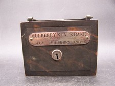 ANTIQUE PATENT 1901 W.F. BURNS MULBERRY INDIANA STATE SAVINGS STILL BANK NO KEY picture