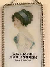 Antique 1912 advertising in chain frame under glass for store Battle Ground, IN picture