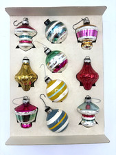 Vintage Shiny Brite Christmas Ornaments Silvered UFO Lantern Tornado Balls picture