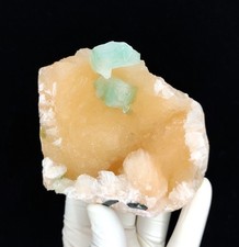 Superb Natural Green Apophyllite On Stilbite Minerals Specimen#1346 picture