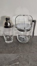 Vintage Noritake By Sasaki - Etched Wheat Martini Shaker & Ice Bucket W/Tongs picture