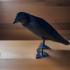 Vintage Folk Art Raven Crow Black Bird Metal Bird LARGE Bird Metal Art 9β Tall picture