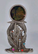 Unmarked Rowena Wizard Holographic Vintage Pewter Castle Figurine picture