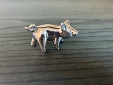 Vintage Silver Metal Pig Figurine Charming Rustic Farmhouse Cute picture