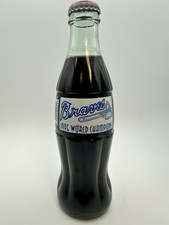 1995 ATLANTA BRAVES WORLD CHAMPIONS 8 OUNCE GLASS COCA - COLA BOTTLE picture