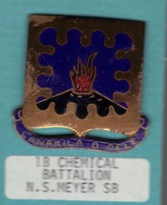 Pre-WW2 US Army RA DI DUI Crest Pin 1st Chemical Bn, Screwback, NS Meyer picture