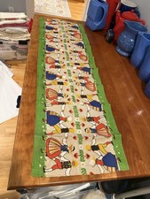 Scandinavian Swedish vintage linen table runner w/folk costumes colorful lovely picture
