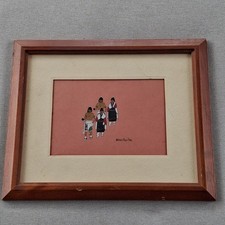 Vintage Signed Alfred Aguilar Watercolor Native American Pueblo Orig Painting picture