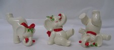1978 Fitz & Floyd  3 Christmas Candy Cane Tumbling Elephants Figurines HTF a342 picture