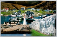 Peggy's Cove Nova Scotia Lighthouse & Fishermen's Monument Postcard picture