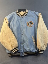 Vintage Disney Mickey Mouse 1928 League Denim Bomber Varsity Jacket Size XL picture
