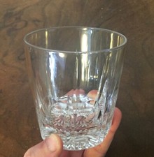 Antique 19th c Anglo Irish Crystal Whiskey Glass Tumbler Thumb Cut Lemon Squeeze picture