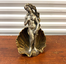 Vintage Venus Aphrodite Statue Birth of Venus Shell Figurine Gold Silver - 13